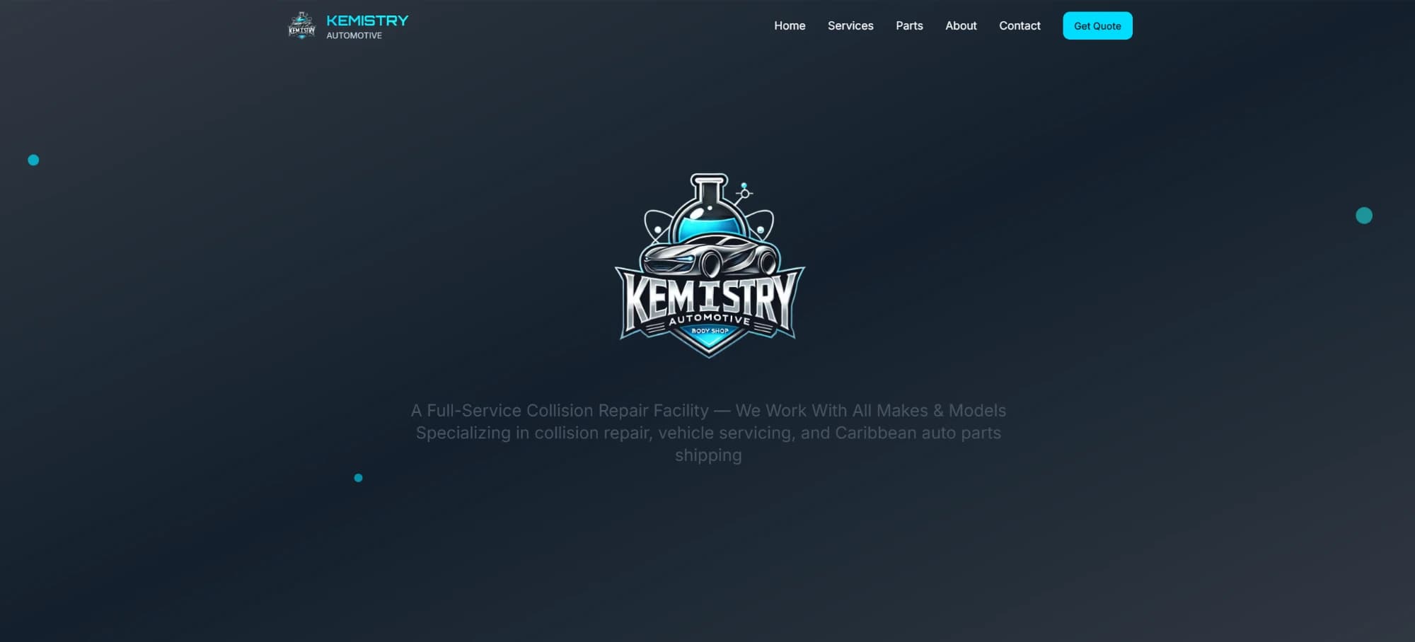 Kemistry Automotive website homepage