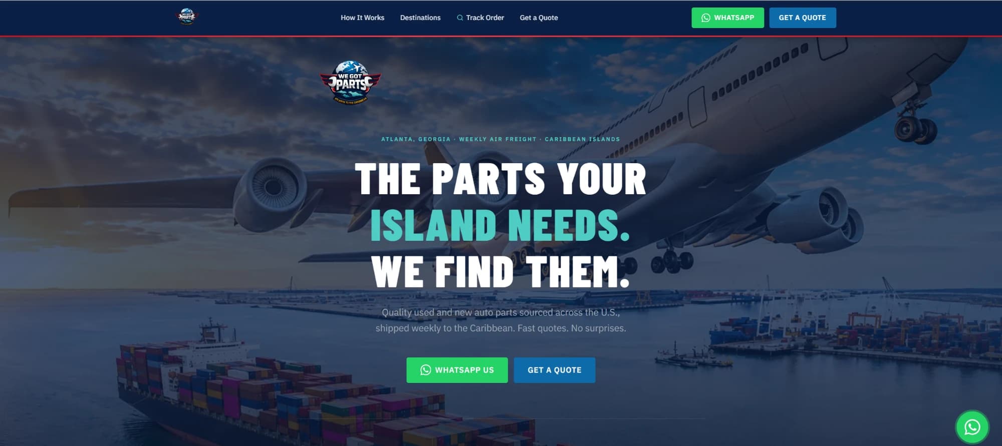 We Got Parts website homepage